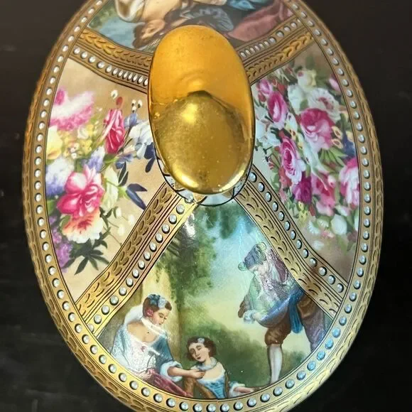 Limoges France vintage hand painted lidded jar - Picture 7 of 12